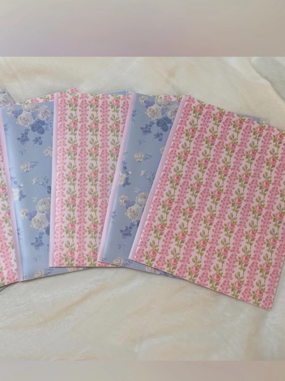 Loveshackfancy x Target 4 folders 2 blue rosettes, 2 strawberry macaroon